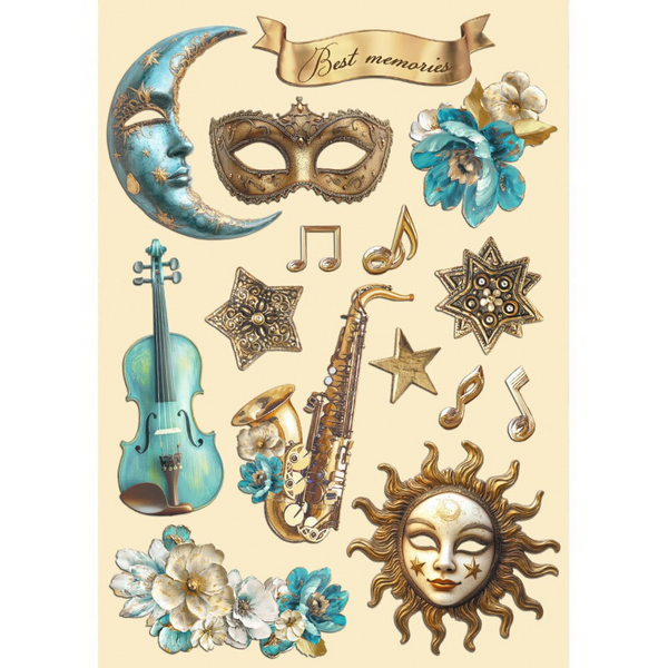 Stamperia, Colored Wooden Shapes A5, Masquerade (KLSP178)