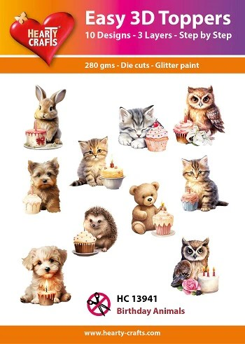 Hearty Crafts, Easy 3D Toppers, Birthday Animals