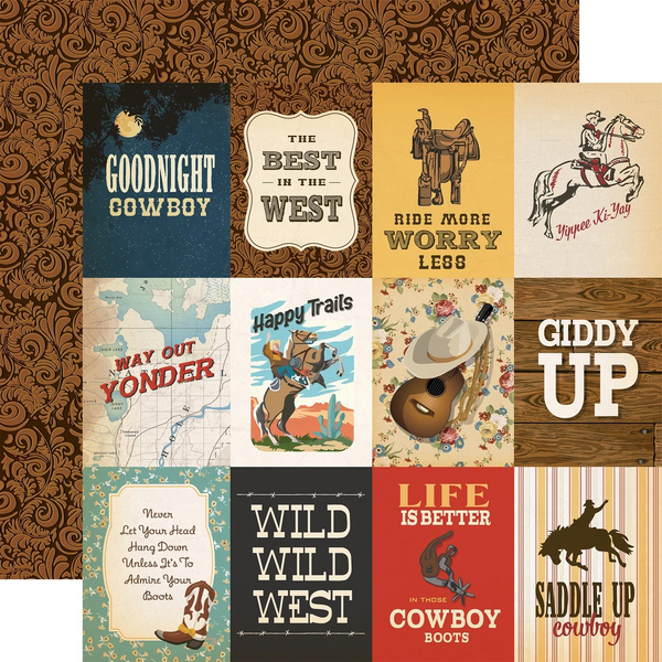 Carta Bella, Cowboys, Double-Sided Cardstock 12"X12", 3x4 Journaling Cards
