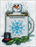 Design Works, Counted Cross Stitch Picture Kit  2"X3", Cocoa Snowman (14 Count)
