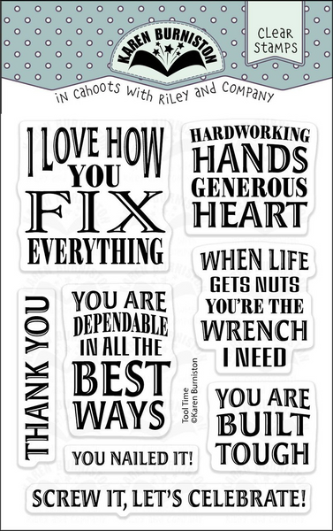 Karen Burniston, Clear Stamps, Tool Time Sayings (CS037)