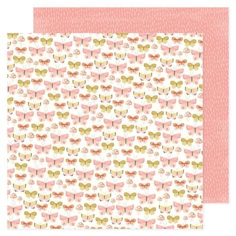American Crafts Patterned Double-Sided Cardstock 12"X12", Hello Little Girl, Butterflies (34030035)