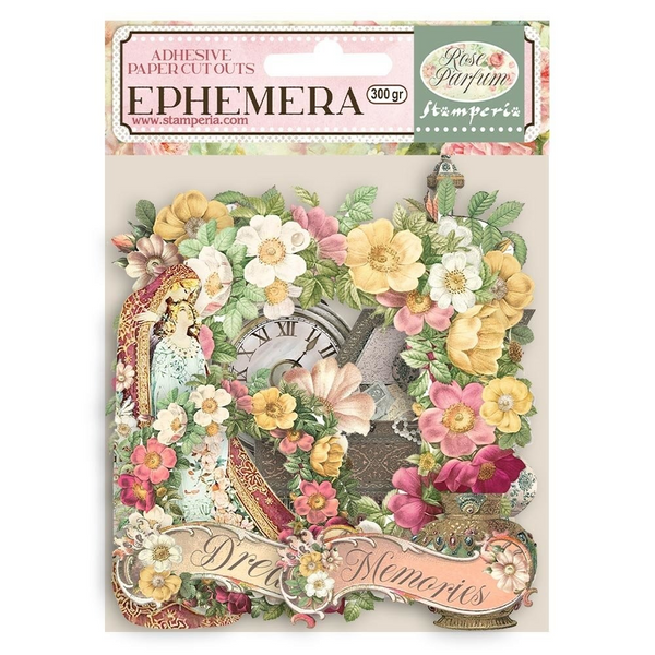 Stamperia, Adhesive Cardstock Ephemera Paper Cut Outs, Rose Parfum, Flowers and Garlands (DFLCT09)