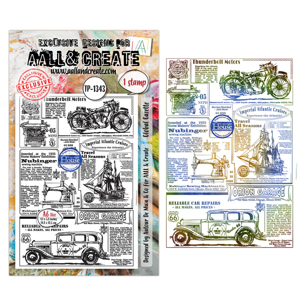 AALL And Create A6 #TP-1343 Photopolymer Clear Stamp Set, Global Gazette by Autour De Mwa