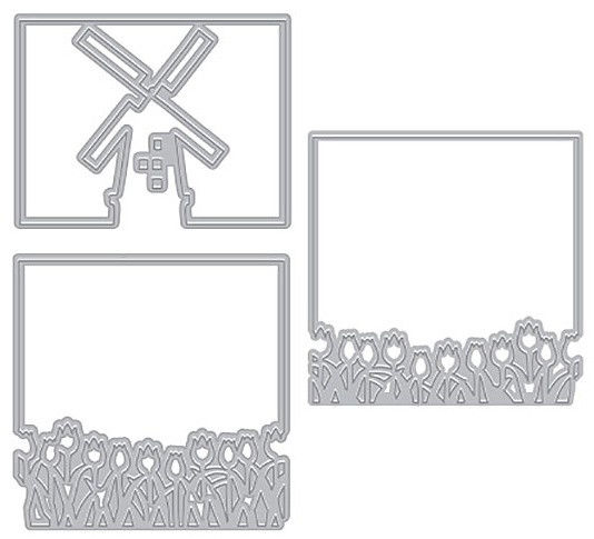 Hero Arts Looking Glass Dies, 2.1"x2.1", Windmill Tulips (DI883)