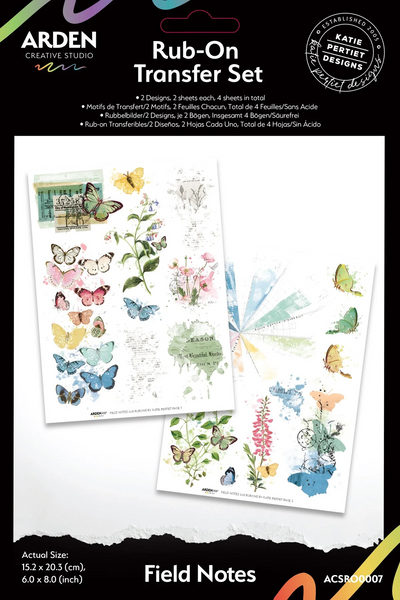 Arden Creative Studio, 6"x8" Rub-On Transfer Set, Field Notes