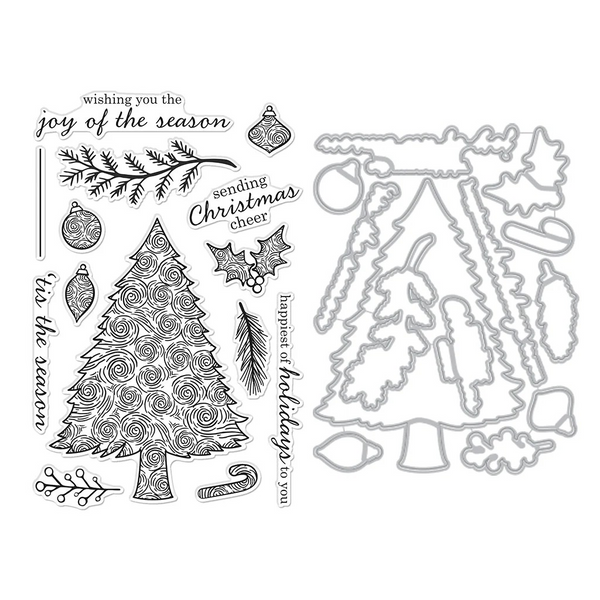 Hero Arts Swirly Christmas Tree Stamps & Dies Bundle (SB409)