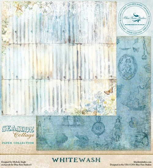 Blue Fern Studios, Seaside Cottage  Designed by Michele Singh, 12x12 Double-Sided Paper, Whitewash