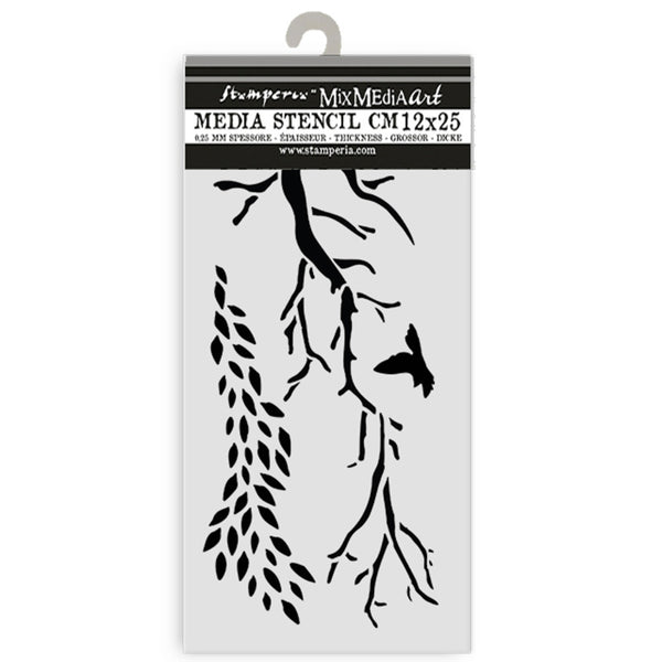 Stamperia, Stencil 4.72"X9.84" Create Happiness, Dewdrops, Branches