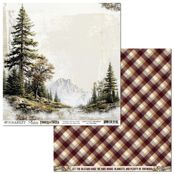 49 And Market, Timber And Tweed, Double-Sided Cardstock 12"X12", Pine Needles (DTT-34622)