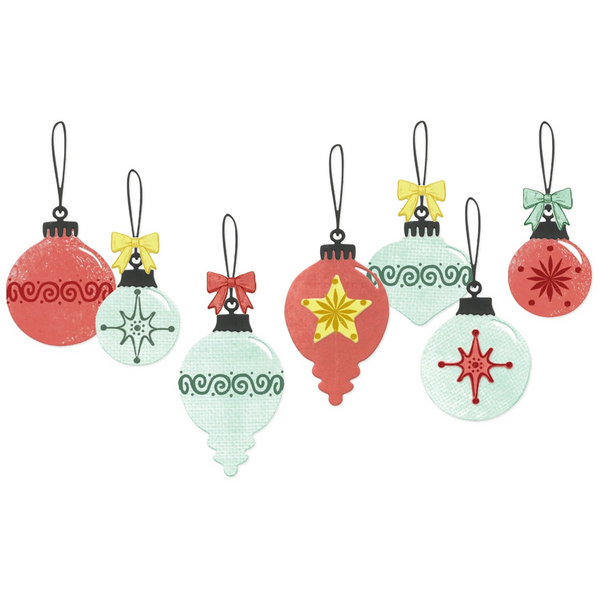Sizzix, Clear Stamps Set 19PK w/11PK Framelits, Baubles by 49 and Market (667019)