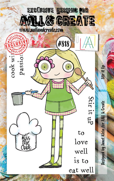 AALL & Create, #818, A7 Clear Stamp, Designed by Janet Klein, Stir It Up