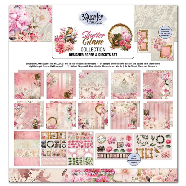 3Quarter Designs, Shutter Glam, 12x12 Designer Paper & Diecuts Set