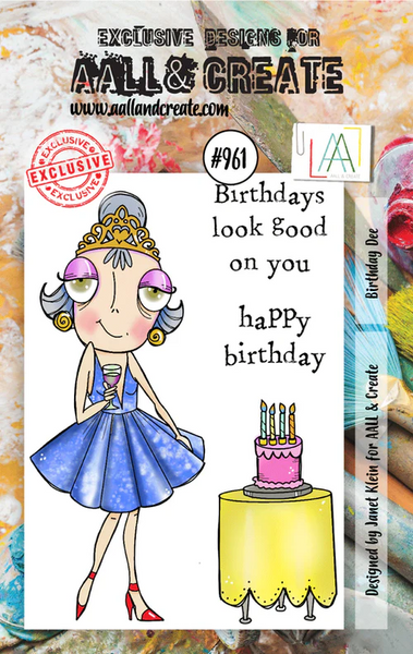 AALL And Create #961 A7 Photopolymer Clear Stamp Set by Janet Klein, Birthday Dee
