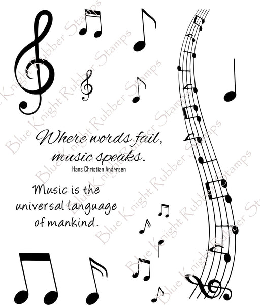 Blue Knight Rubber Stamps, Music Notes, Clear Stamps