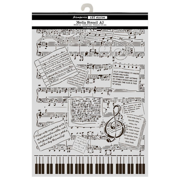 COMING SOON - Stamperia Stencils A3 11.7" x 16.5", Music (KSTDA3014)
