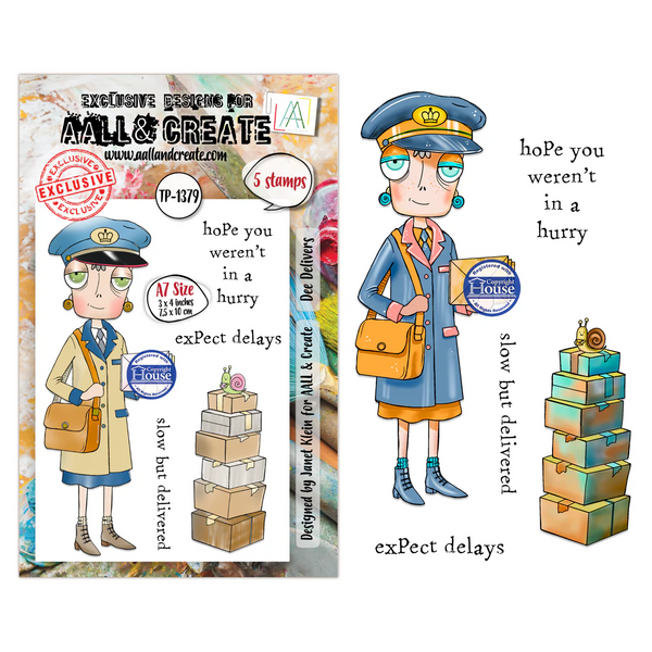 AALL And Create A7 #TP-1379 Photopolymer Clear Stamp Set, Dee Delivers by Janet Klein