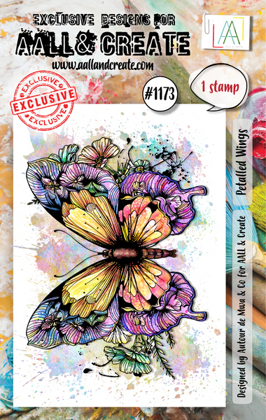 AALL And Create #1173, A7 Photopolymer Clear Stamp Set by Autour de Mwa & Co., Petalled Wings