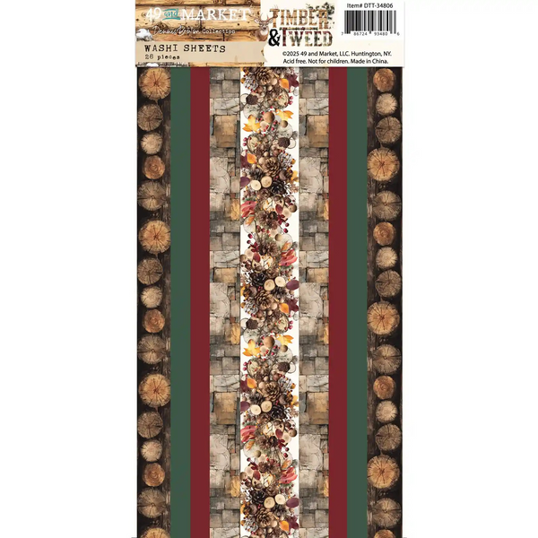 49 And Market, Washi Tape Sheets, Timber & Tweed by Dennis Bruton (DTT-34806)