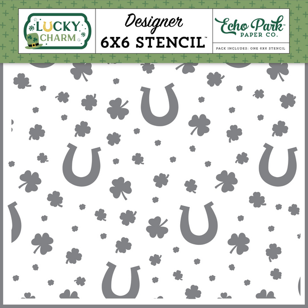 Echo Park Stencil 6"X6", Lucky Charm, Horseshoe And Clover (LUC410033)