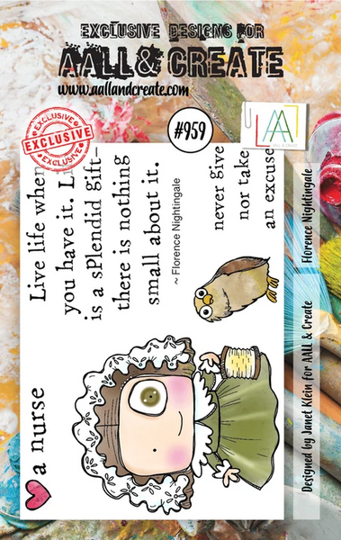 AALL & Create, #959, Florence Nightingale, A7 Photopolymer Clear Stamp Set, Designed by Janet Klein