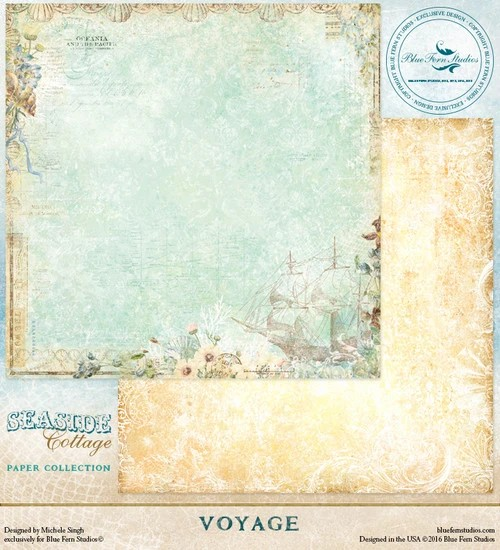 Blue Fern Studios, Seaside Cottage  Designed by Michele Singh, 12x12 Double-Sided Paper, Voyage