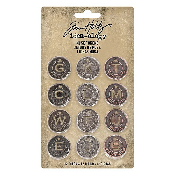 Tim Holtz Idea-Ology, Metal Adornments 12/Pkg, Muse Tokens Coin (TH92676)