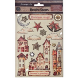 Stamperia, Colored Wooden Shapes A5, Gear Up For Christmas, Cozy Houses (KLSP165)