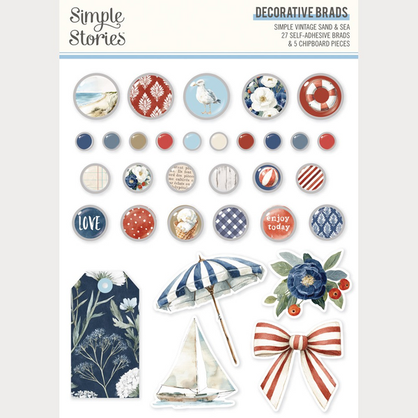 Simple Stories Adhesive Brads, Simple Vintage Sand & Sea (26931)