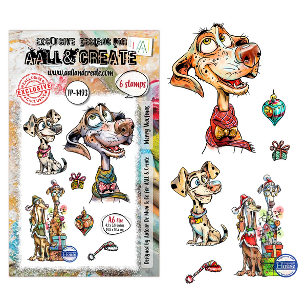 AALL & Create, #TP-1493, Merry Woofmas, A6 Clear Stamp, Designed by Autour De Mwa & Co.
