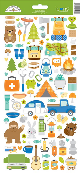 Doodlebug Design Cardstock Stickers Icons, Great Outdoors (7478)