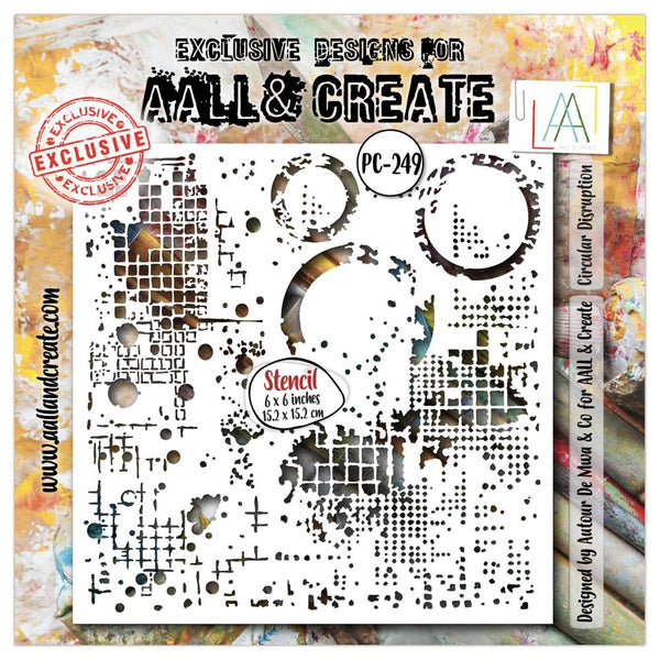 AALL & Create, 6"x6"Stencil, #PC-249, Circular Disruption, Designed by Autour De Mwa