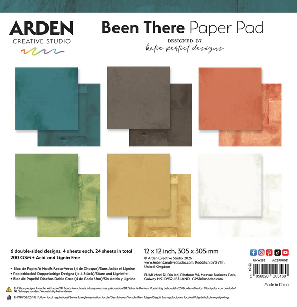 Arden Creative Studio, 12in x 12in Paper Pad, Been There (Solid)