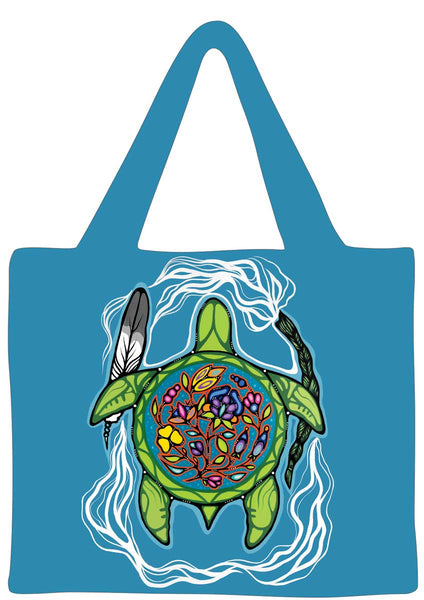 Canadian Art Prints, Indigenous Collection, Shopping Bag, Prayers For Turtle Island by Artist Jackie Traverse