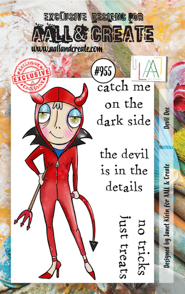 AALL And Create, #955, A7 Photopolymer Clear Stamp Set by Janet Klein, Devil Dee