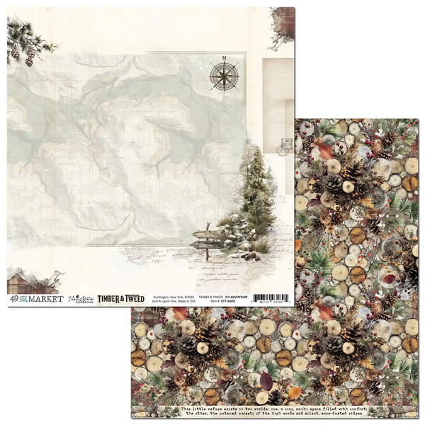 49 And Market, Timber And Tweed, Double-Sided Cardstock 12"X12", Icy Adventure (DTT-34691)