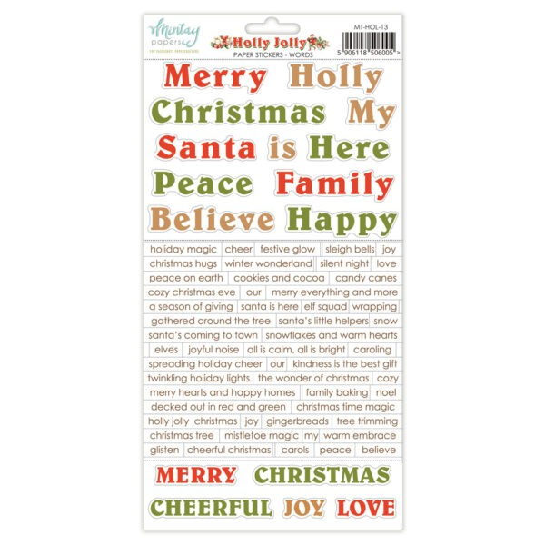 Mintay Papers, 6X12 Paper Stickers, Holly Jolly, Words (MT-HOL-13)