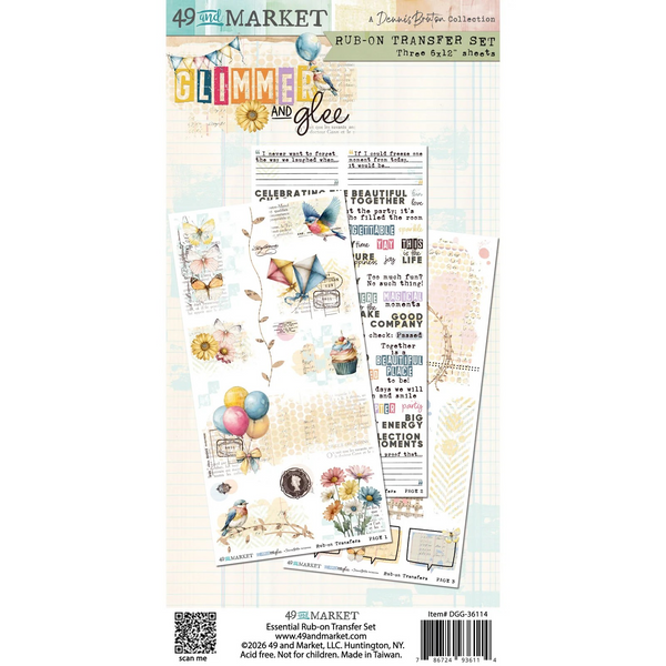 49 And Market Blendable Rub-On Transfer Set 6"X12", Glimmer and Glee (DGG-36114)