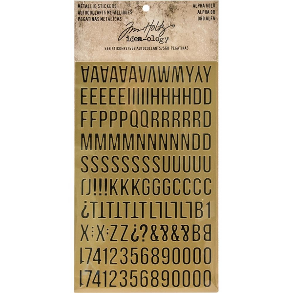 Tim Holtz Idea-Ology, Metallic Stickers, Alpha Gold (TH93560)