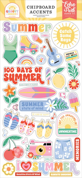 Echo Park Paper, Our Groovy Summer, Chipboard 6"X13", Accents (OGS496021)