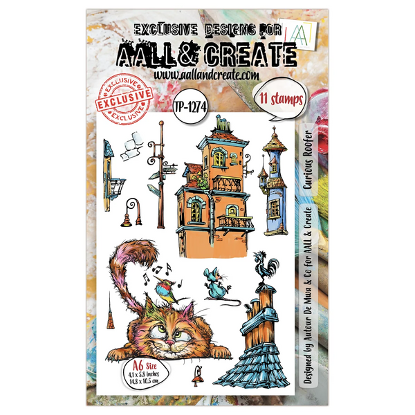 AALL & Create, #TP-1274, Curious Roofer, A6 Photopolymer Clear Stamp Set, Designed by Autour De Mwa & Co