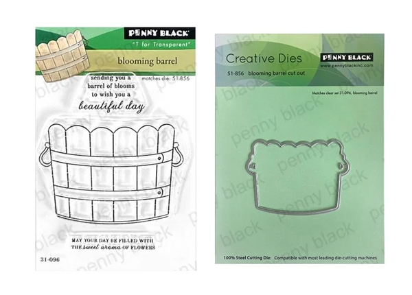 Penny Black, Clear Stamps & Dies Set Combo, 3"x 4", Blooming Barrel (31-096 & 51-856)