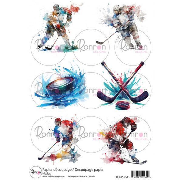 Ronron Designs, Rice Paper, Hockey - Scrapbooking Fairies