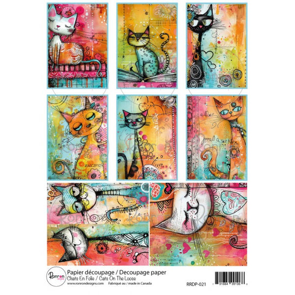 Ronron Designs, Rice Paper, Crazy Cats - Scrapbooking Fairies