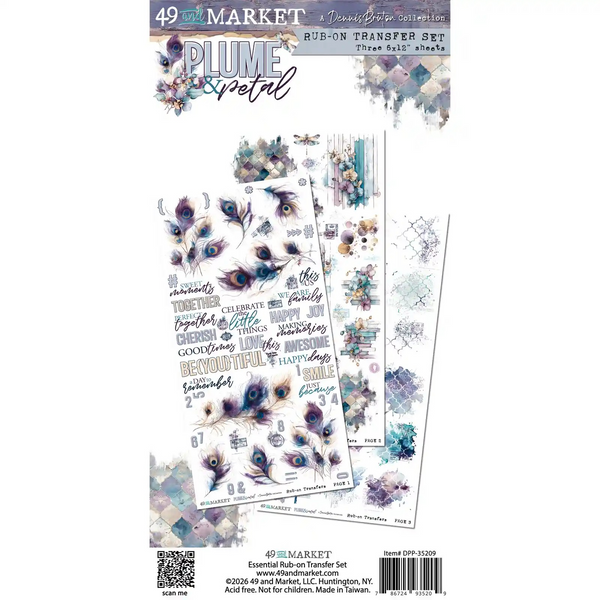 49 And Market Blendable Rub-On Transfer Set 6"X12", Plume & Petal (DPP-35209)