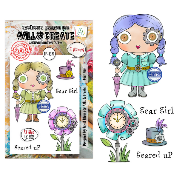 AALL & Create, #TP-1371, A7 Clear Stamp, Designed by Janet Klein, Gear Girl