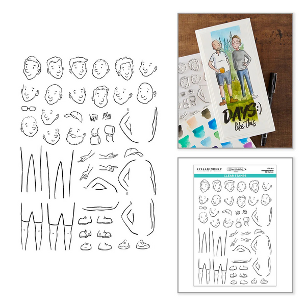 Spellbinders, Storybook Illustrated Man Clear Stamp Set by Josh Griffiths Studio (STP-284)