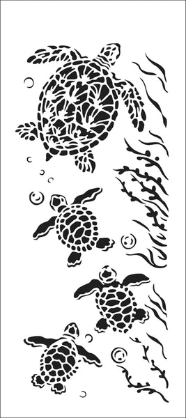 Crafter's Workshop, Slimsline Stencil, 4"X9", Sea Turtle Family