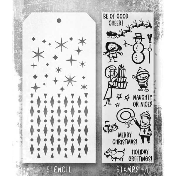Stampers Anonymous, Tim Holtz Mixed-Media Stamps & Stencil, Christmas Cartoons (THMM186)
