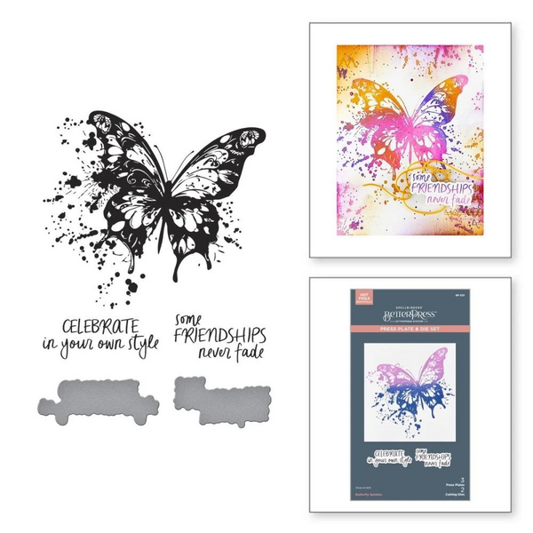 Spellbinders, Press Plate & Die Set, Butterfly Splatter (BP-323)